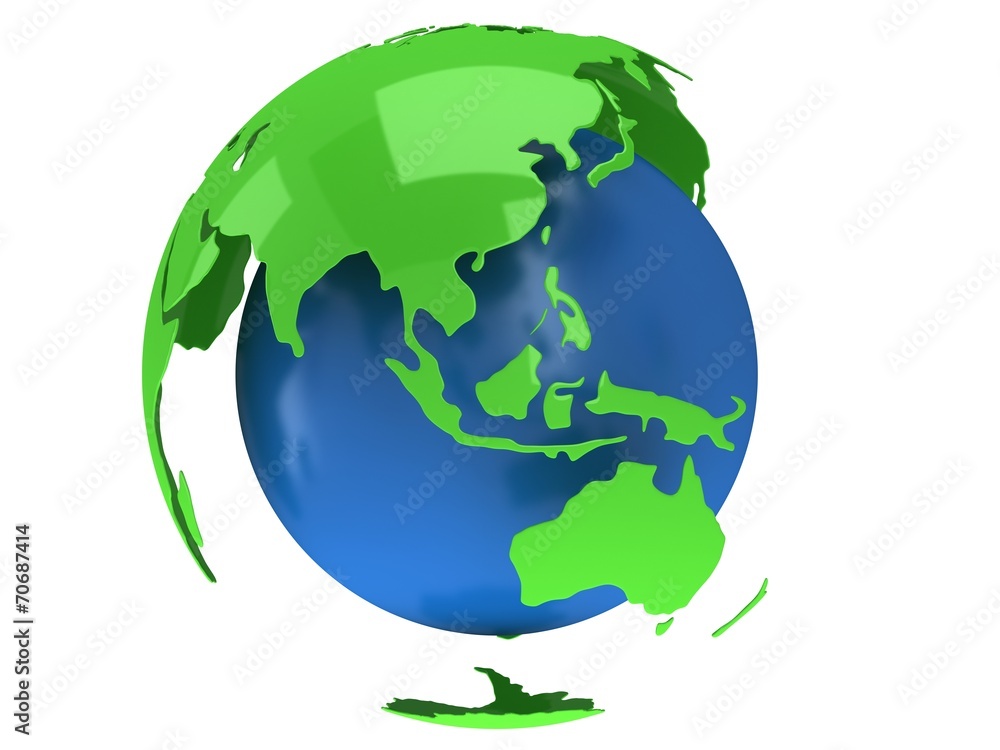 Fototapeta premium Earth planet globe. 3D render. China view.