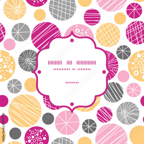Vector abstract textured bubbles frame seamless pattern