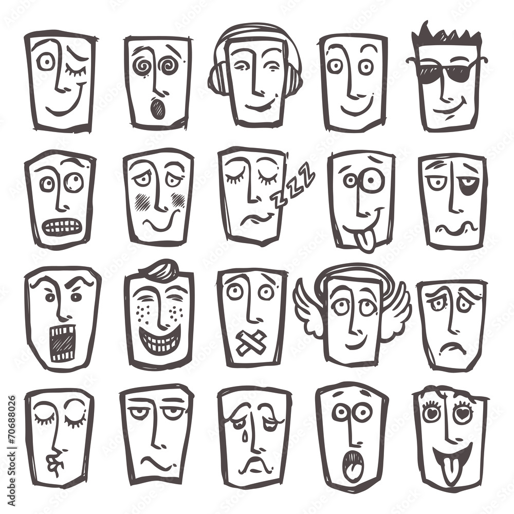 Sketch emoticons set Sketch emoticons set