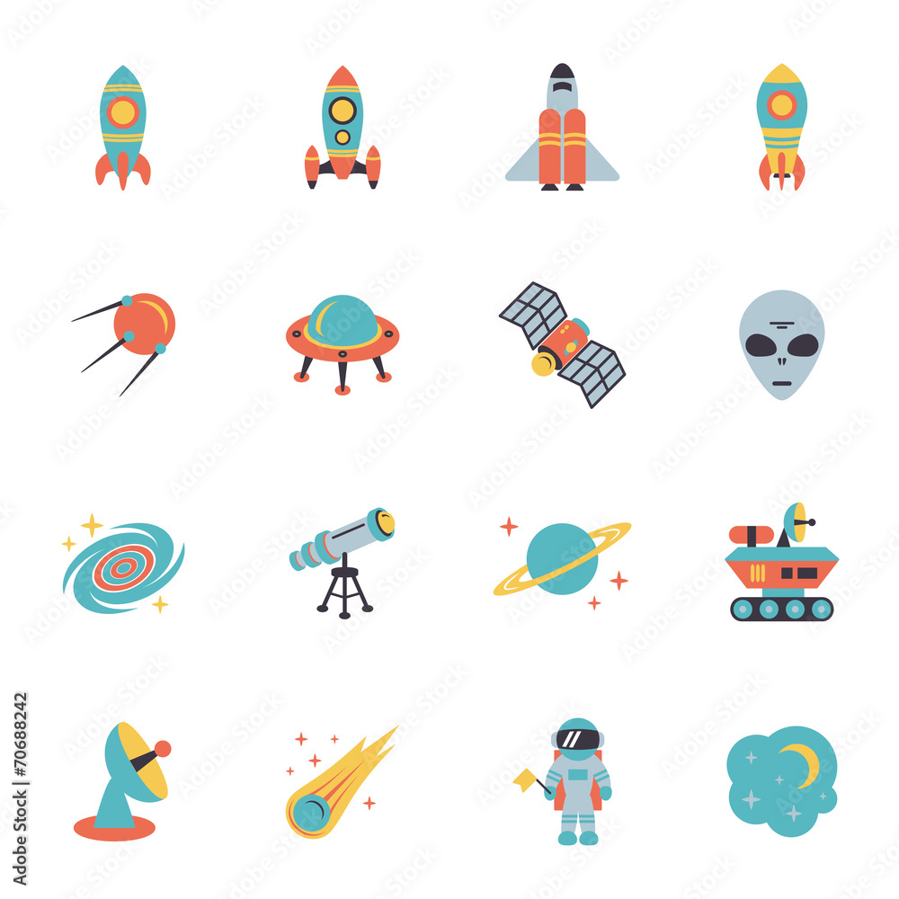 Space icons set Space icons set