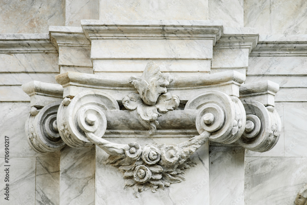 Naklejka premium Lesena, dettaglio capitello ionico e volute, architettura