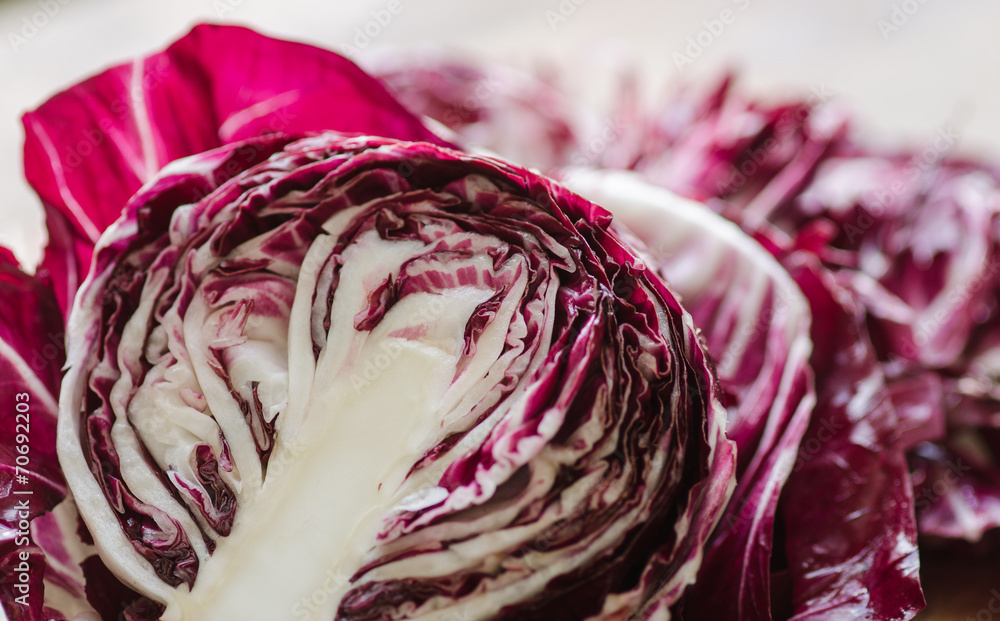 Fototapeta premium Sliced radicchio in the sunlight