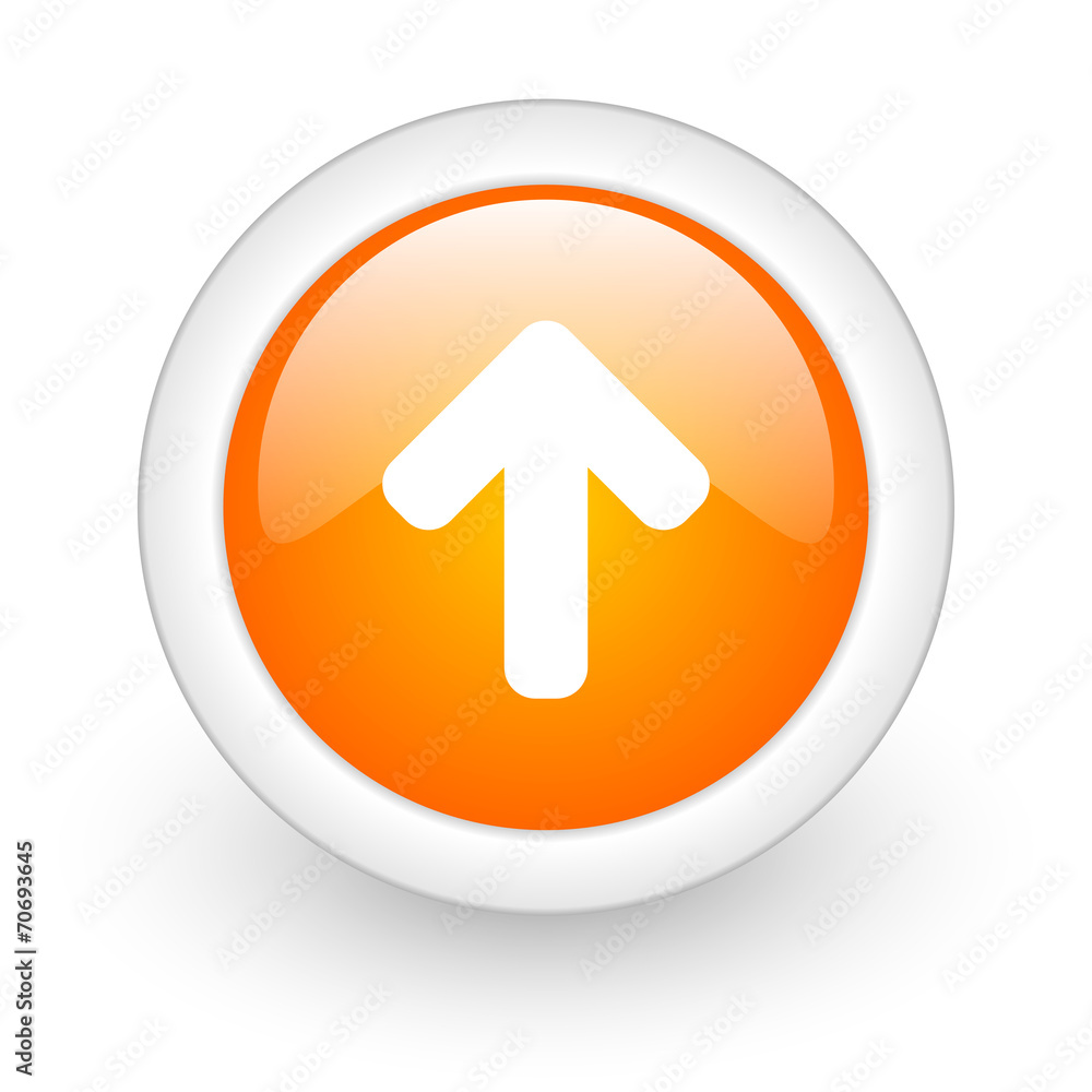 up arrow orange glossy web icon on white background. up arrow orange glossy web icon on white background.