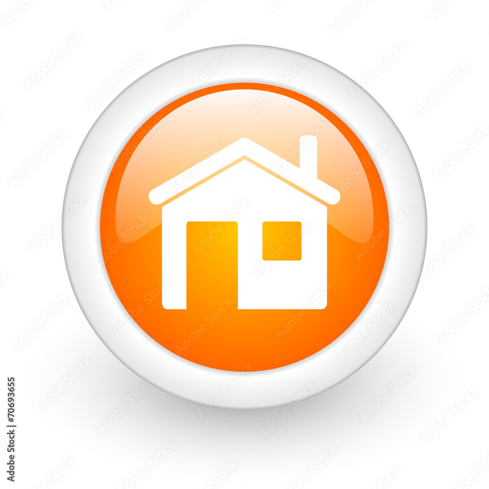 house orange glossy web icon on white background. house orange glossy web icon on white background.