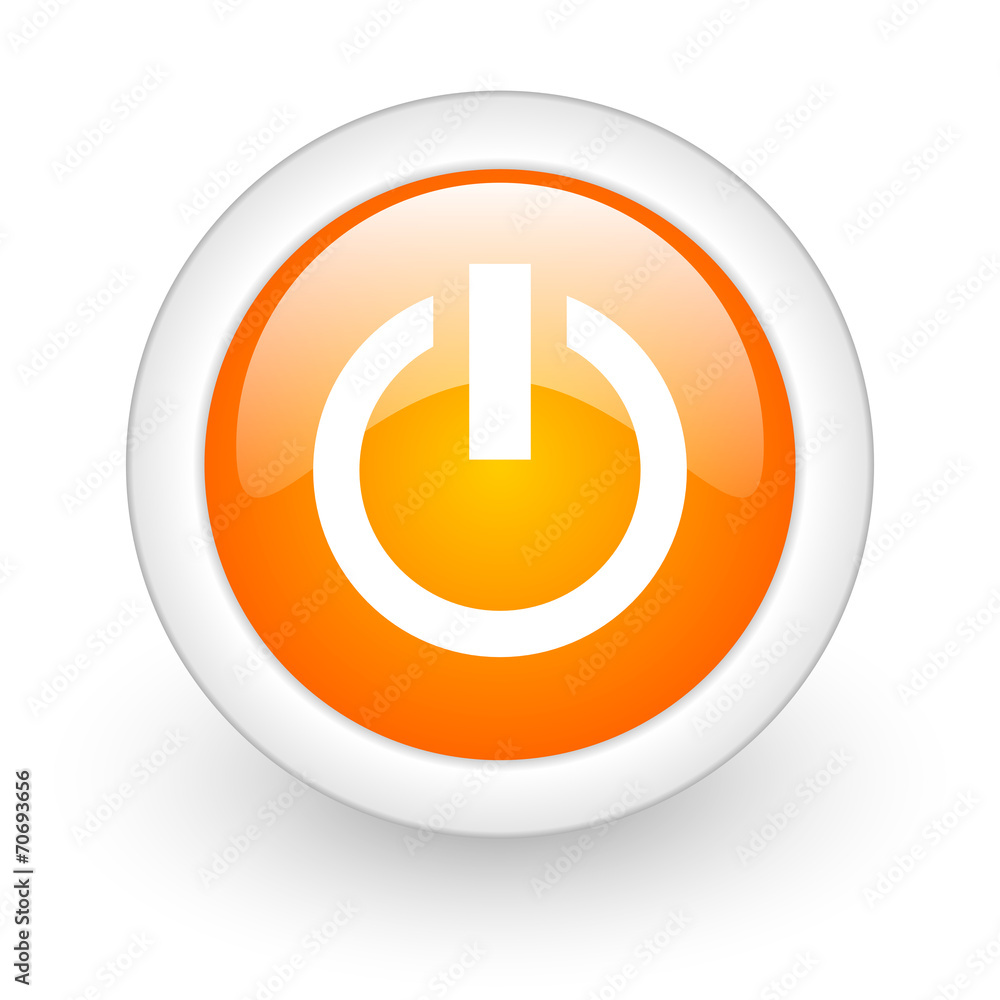 power orange glossy web icon on white background. power orange glossy web icon on white background.