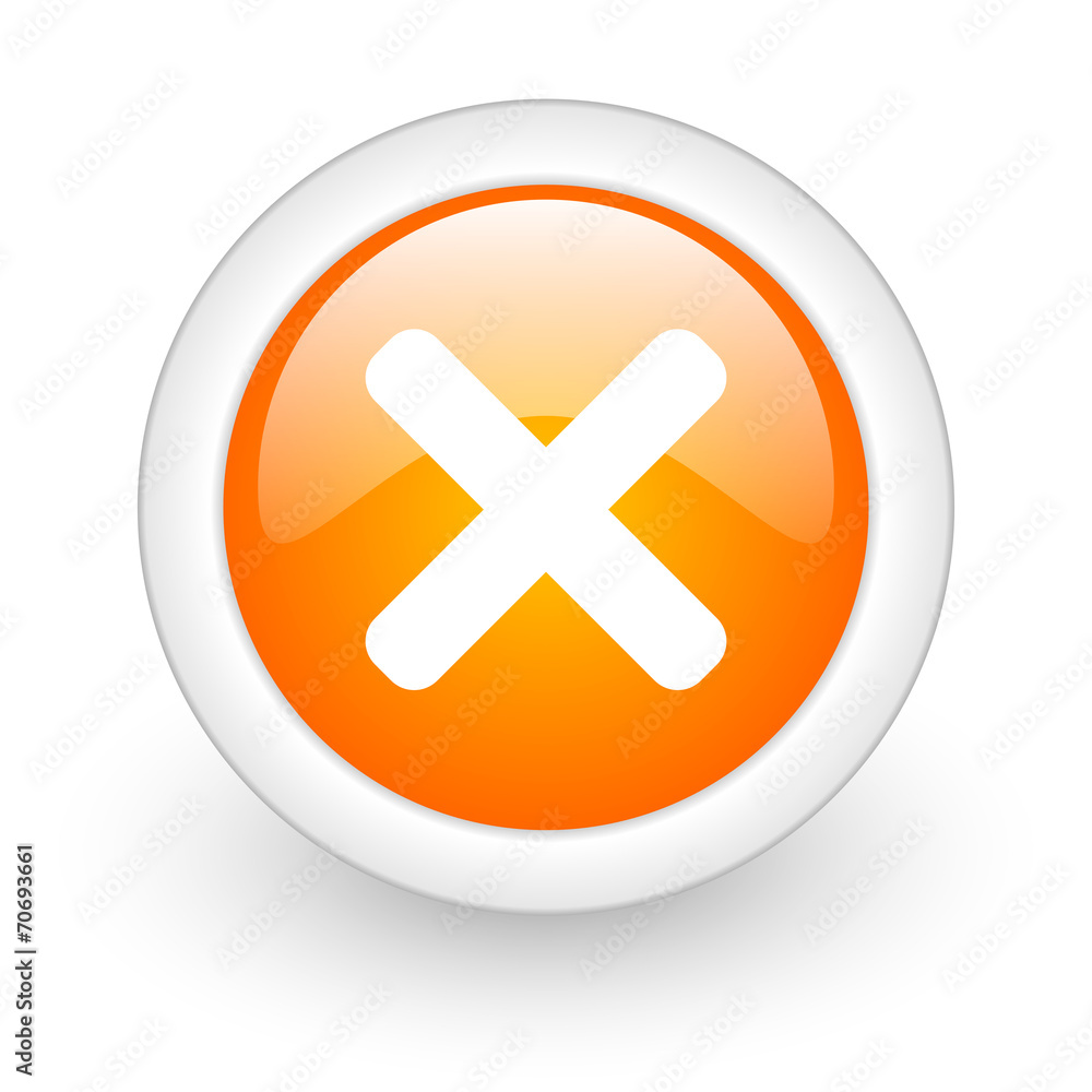 cancel orange glossy web icon on white background. cancel orange glossy web icon on white background.