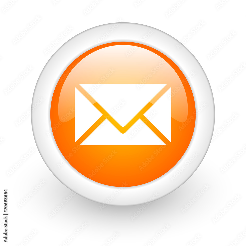 email orange glossy web icon on white background. email orange glossy web icon on white background.