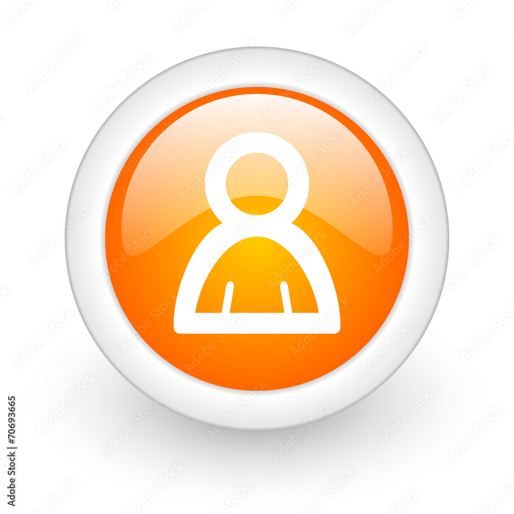 person orange glossy web icon on white background. person orange glossy web icon on white background.