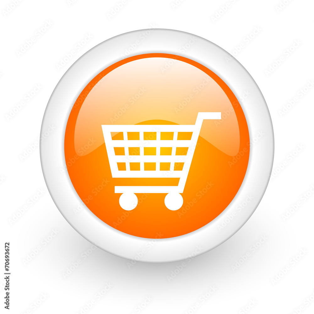 cart orange glossy web icon on white background. cart orange glossy web icon on white background.