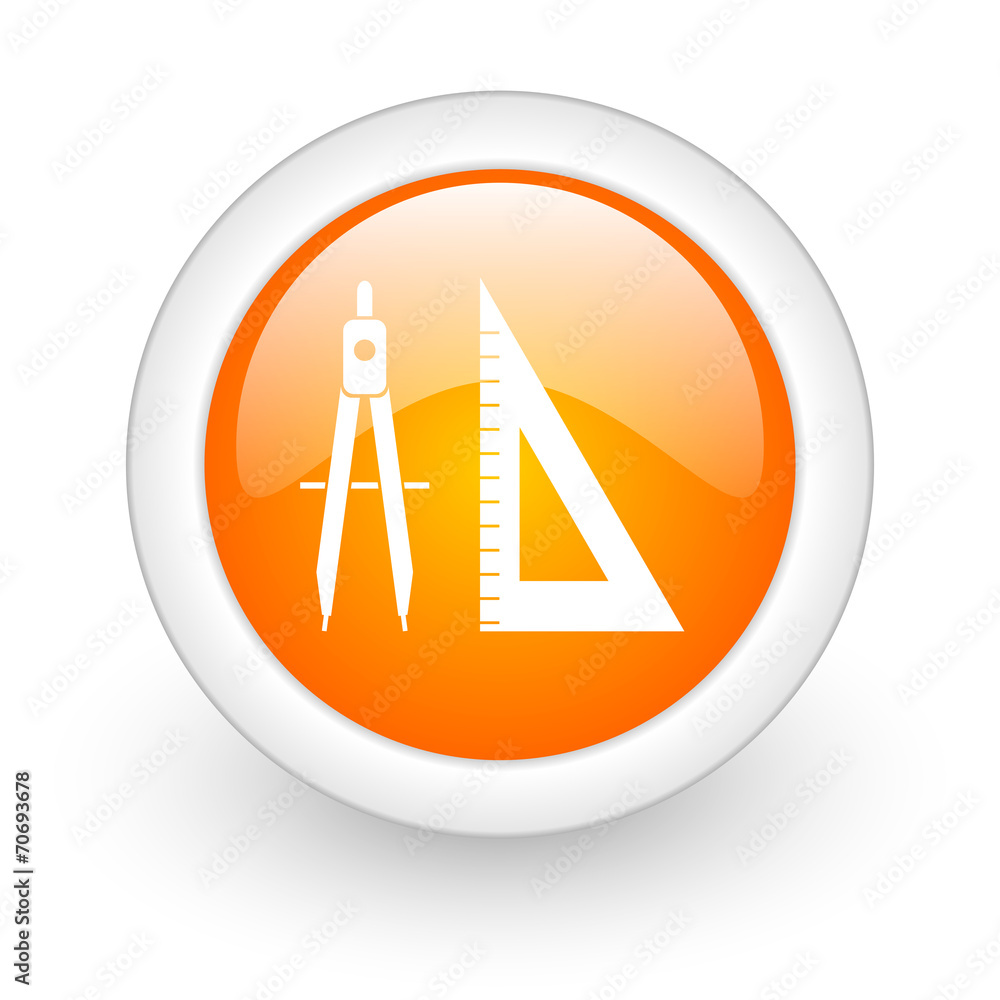 learning orange glossy web icon on white background. learning orange glossy web icon on white background.