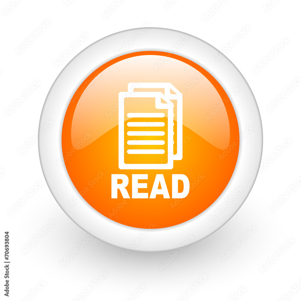 read orange glossy web icon on white background. read orange glossy web icon on white background.