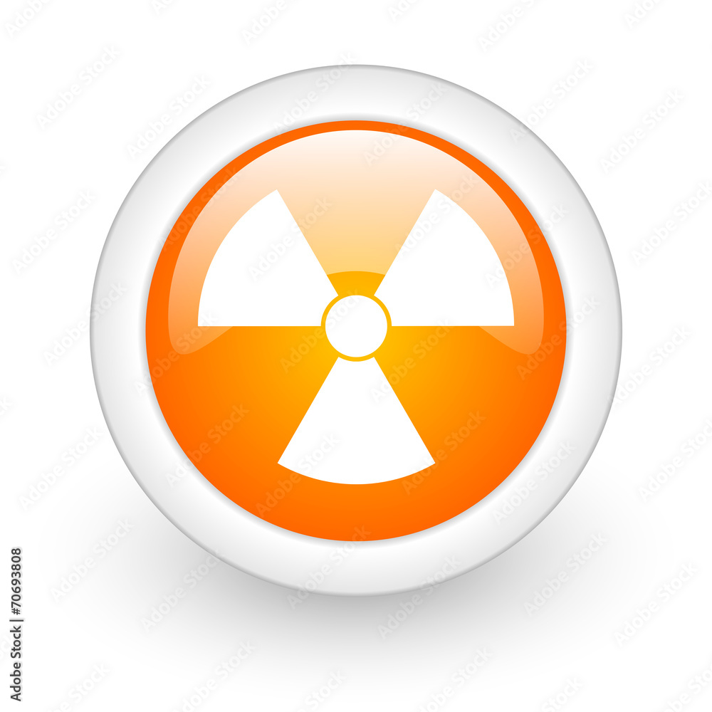 radiation orange glossy web icon on white background. radiation orange glossy web icon on white background.