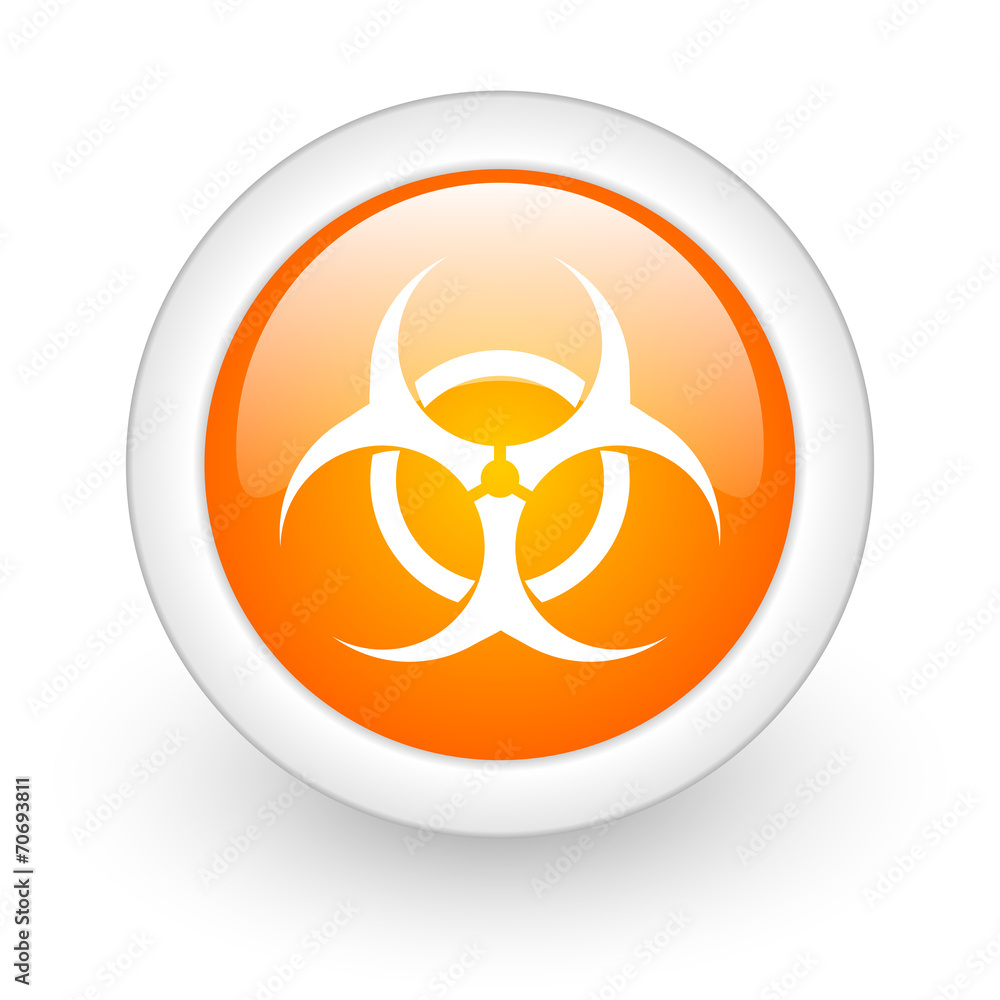 biohazard orange glossy web icon on white background. biohazard orange glossy web icon on white background.