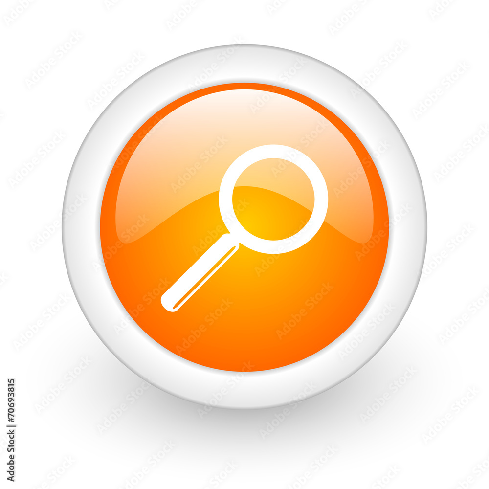 search orange glossy web icon on white background. search orange glossy web icon on white background.