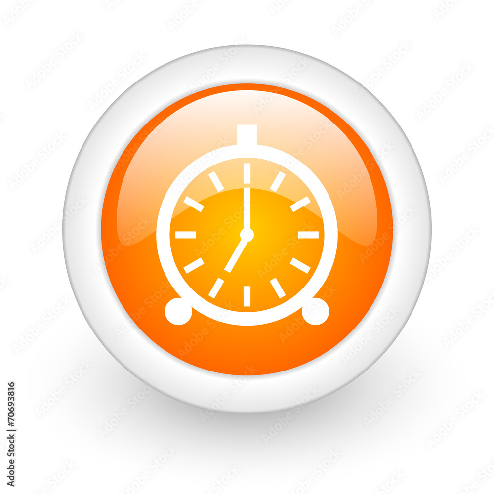 alarm orange glossy web icon on white background. alarm orange glossy web icon on white background.