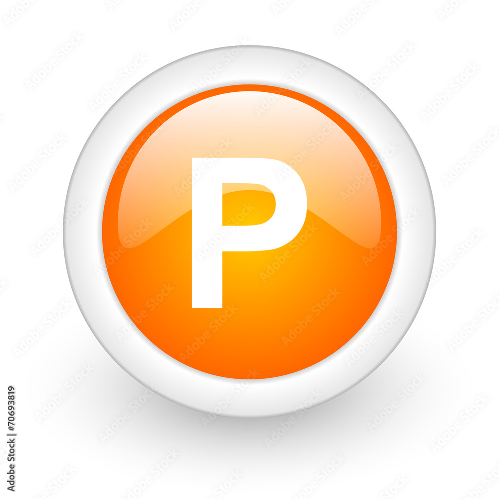 parking orange glossy web icon on white background. parking orange glossy web icon on white background.