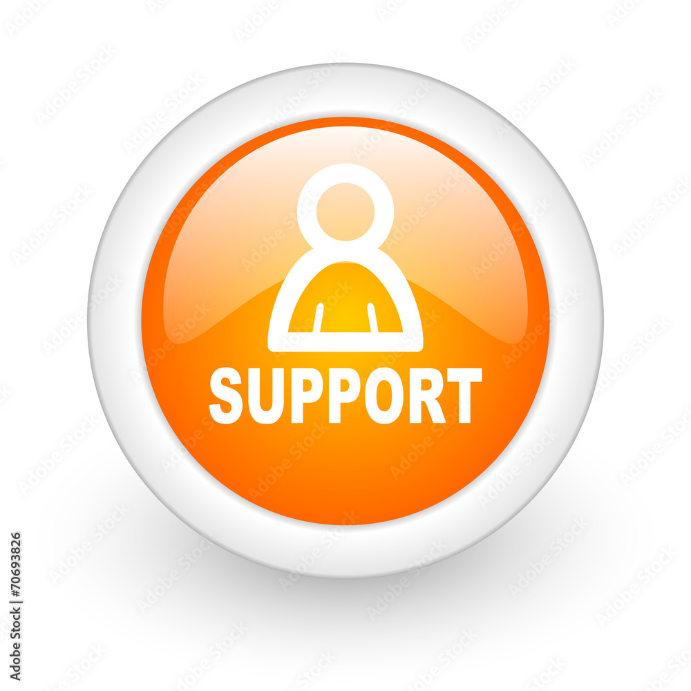 support orange glossy web icon on white background. support orange glossy web icon on white background.