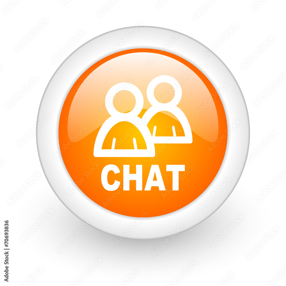 chat orange glossy web icon on white background. chat orange glossy web icon on white background.