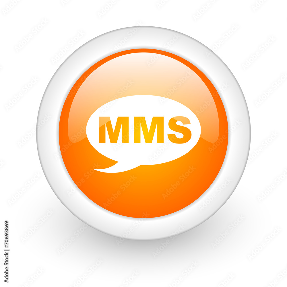 mms orange glossy web icon on white background. mms orange glossy web icon on white background.