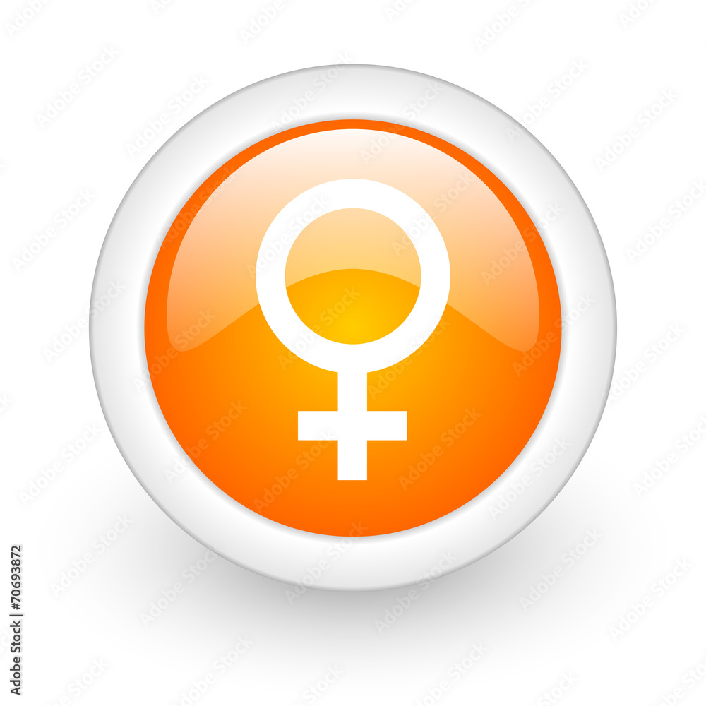 female orange glossy web icon on white background. female orange glossy web icon on white background.
