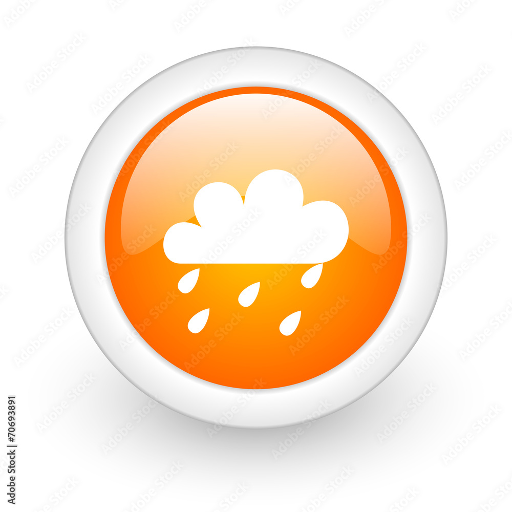 rain orange glossy web icon on white background. rain orange glossy web icon on white background.