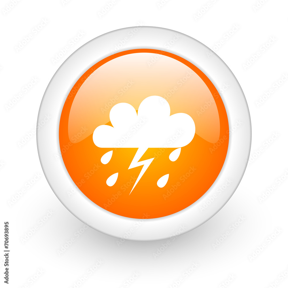 storm orange glossy web icon on white background. storm orange glossy web icon on white background.
