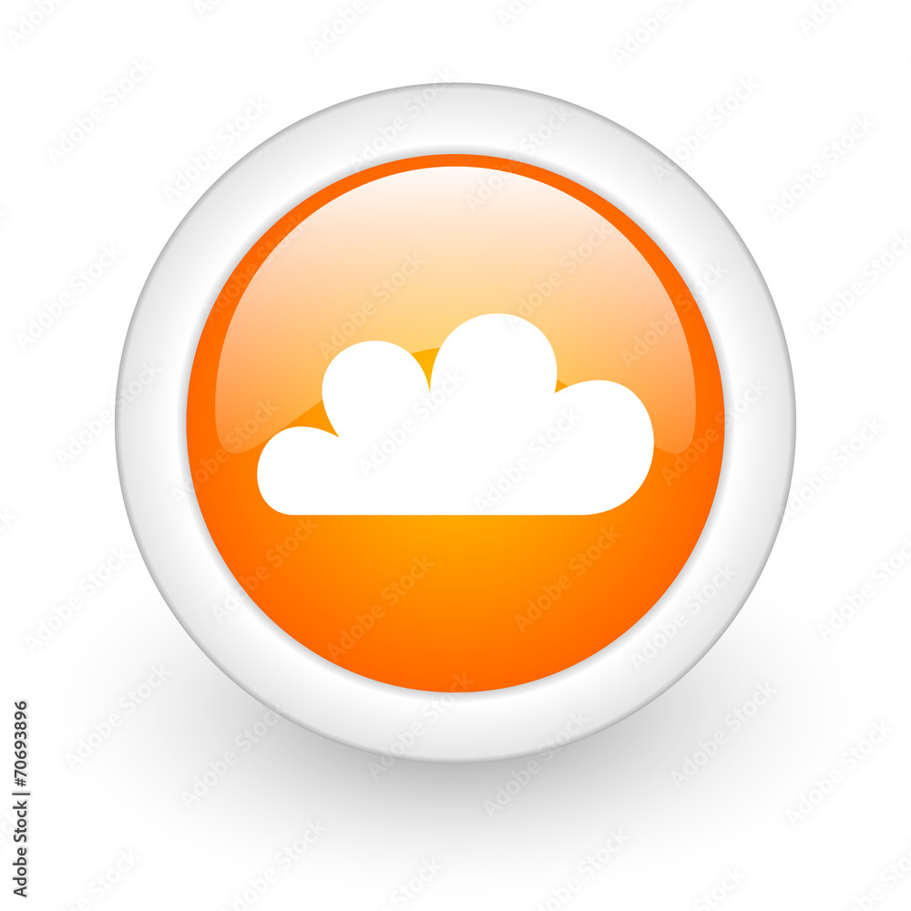 cloud orange glossy web icon on white background. cloud orange glossy web icon on white background.