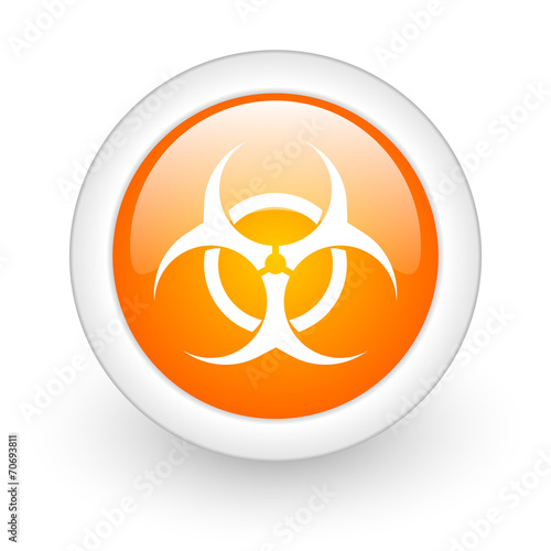 biohazard orange glossy web icon on white background.