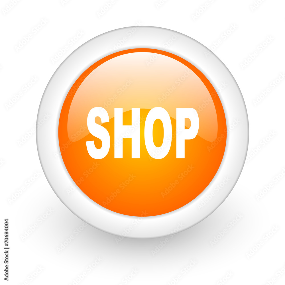 shop orange glossy web icon on white background. shop orange glossy web icon on white background.
