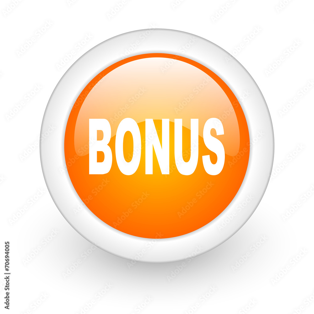 bonus orange glossy web icon on white background. bonus orange glossy web icon on white background.