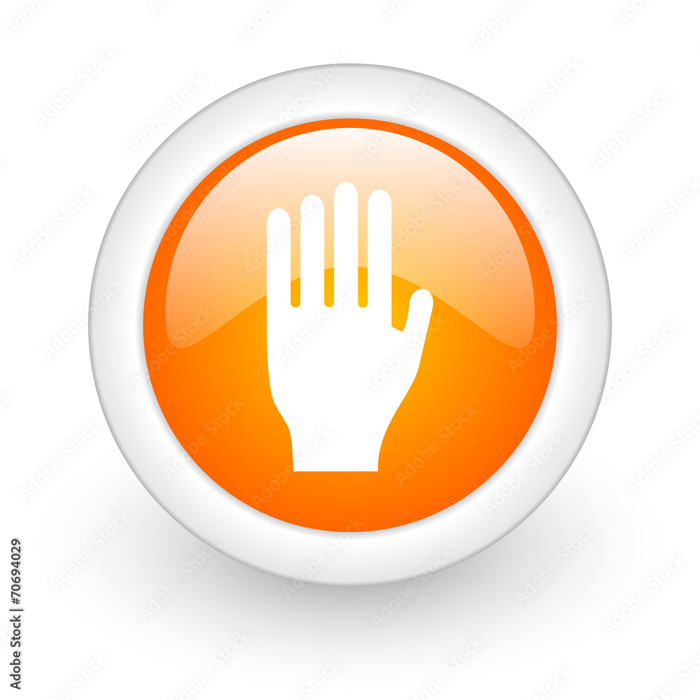 stop orange glossy web icon on white background. stop orange glossy web icon on white background.