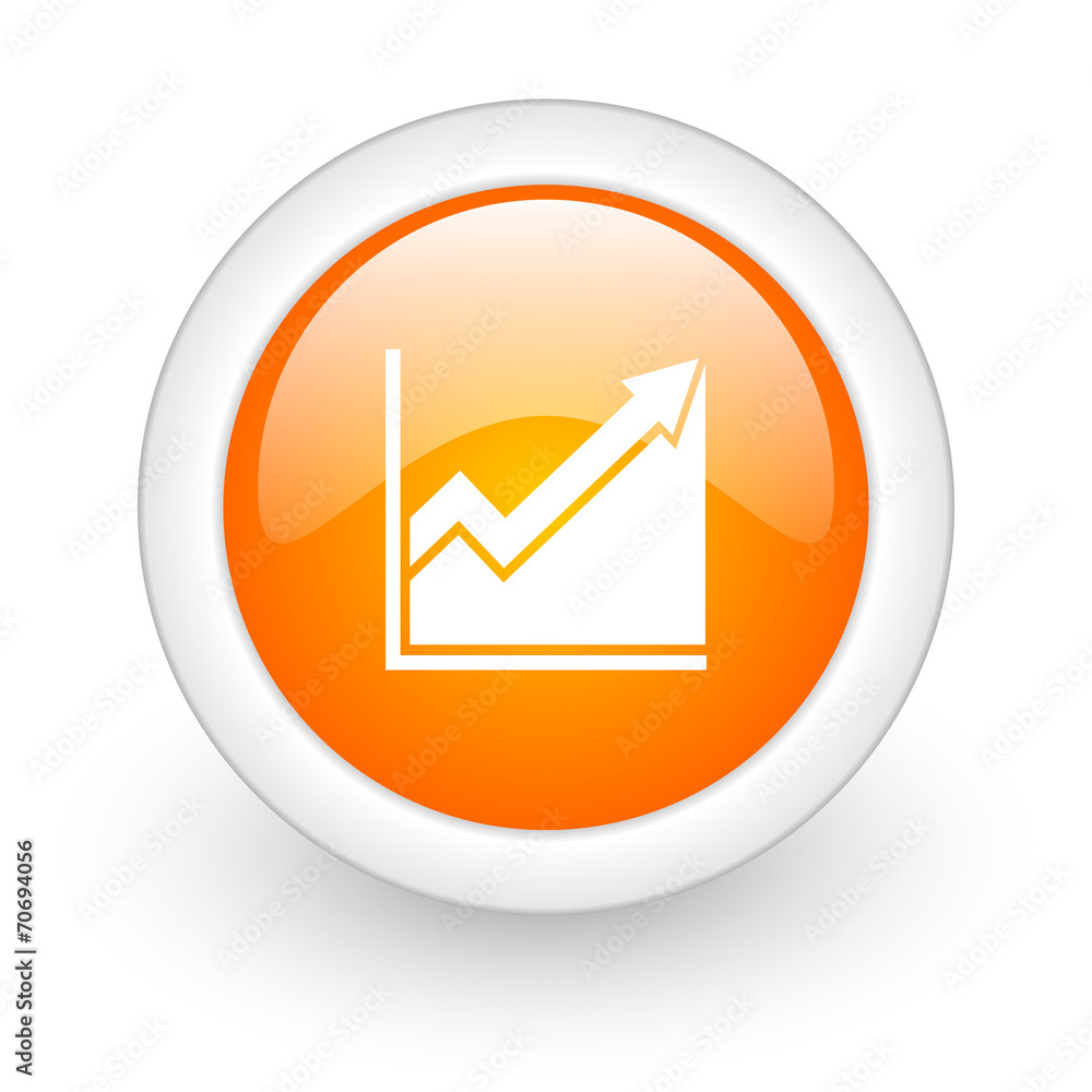 histogram orange glossy web icon on white background. histogram orange glossy web icon on white background.