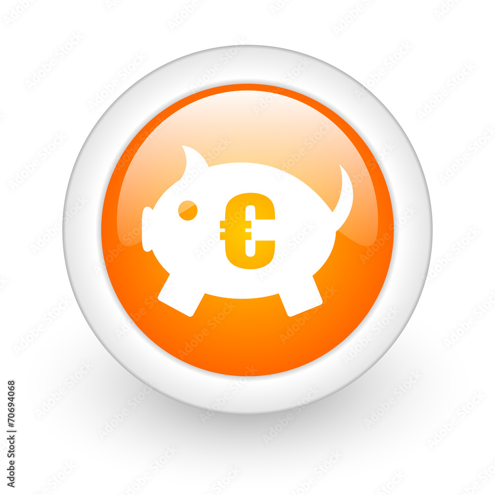 piggy bank orange glossy web icon on white background. piggy bank orange glossy web icon on white background.