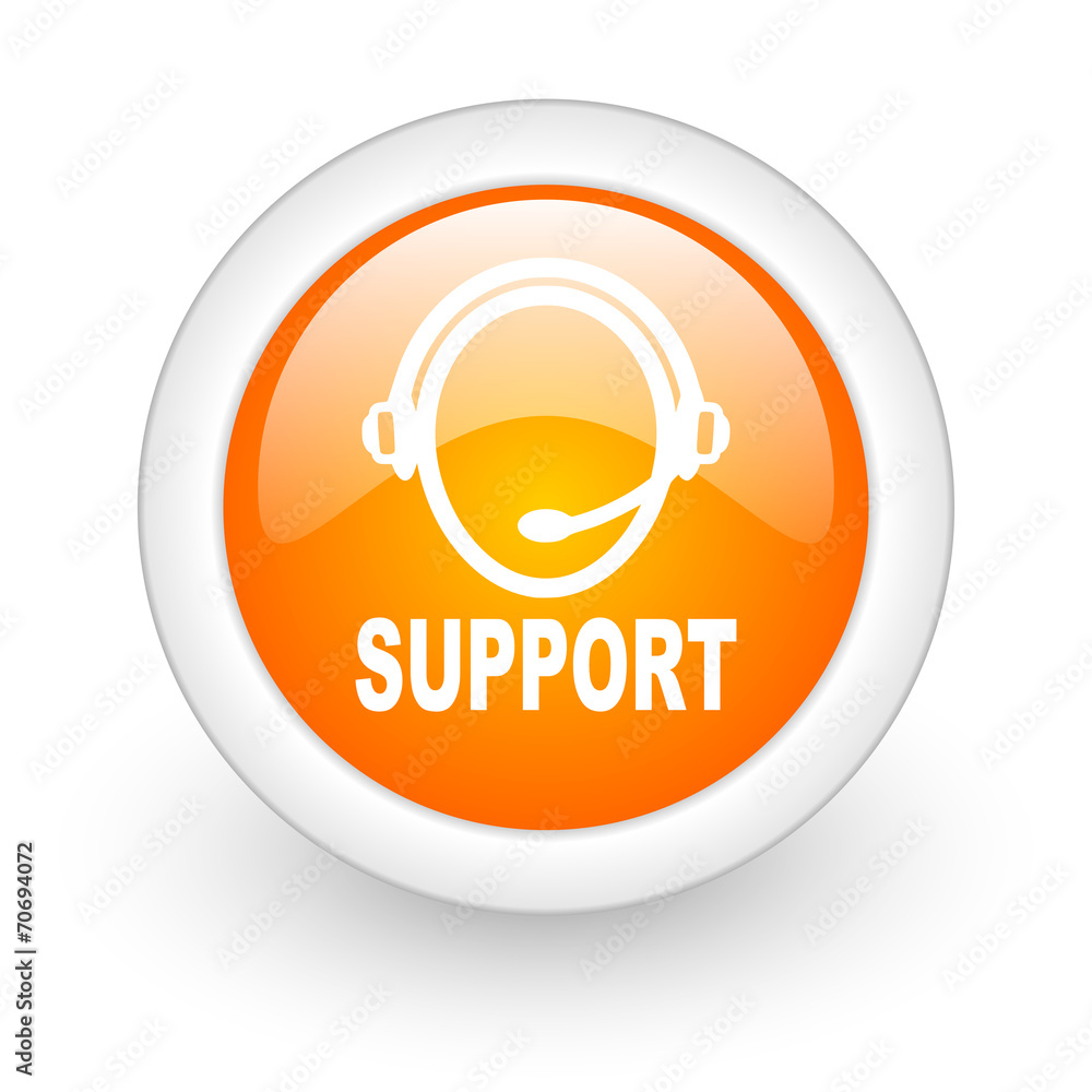 support orange glossy web icon on white background. support orange glossy web icon on white background.