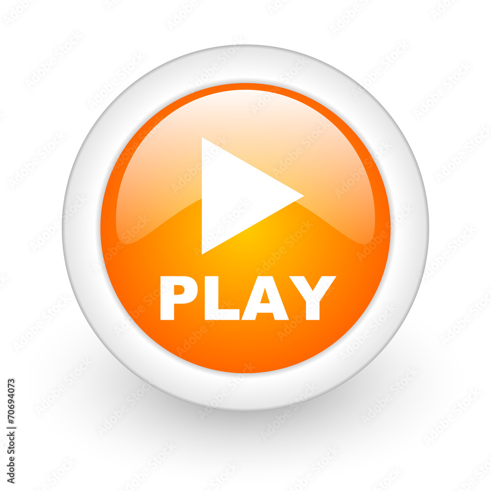play orange glossy web icon on white background. play orange glossy web icon on white background.