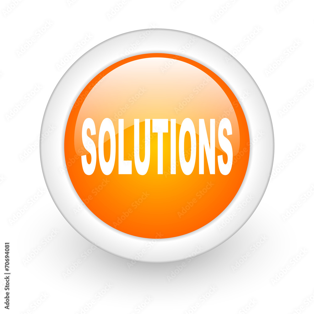 solutions orange glossy web icon on white background. solutions orange glossy web icon on white background.