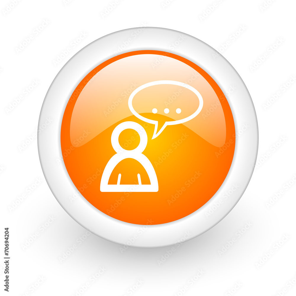 forum orange glossy web icon on white background. forum orange glossy web icon on white background.