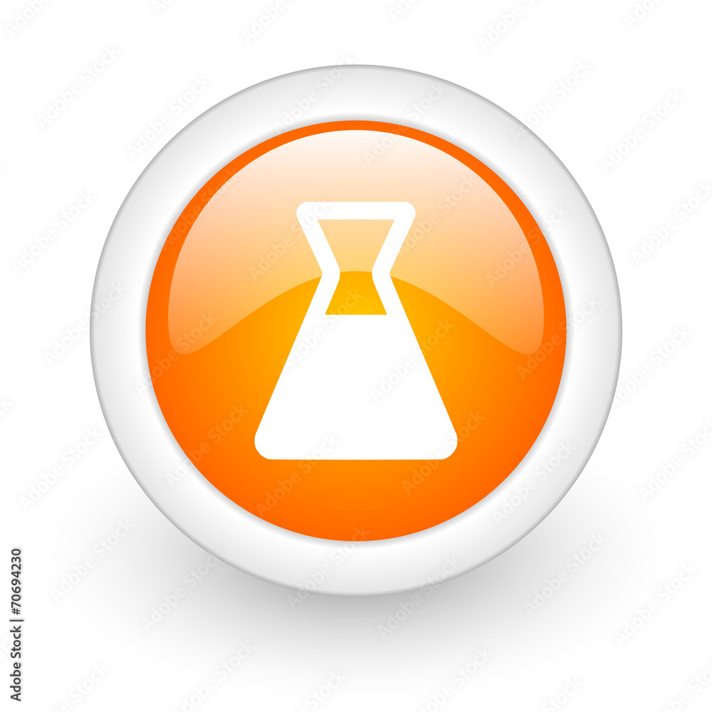 laboratory orange glossy web icon on white background. laboratory orange glossy web icon on white background.