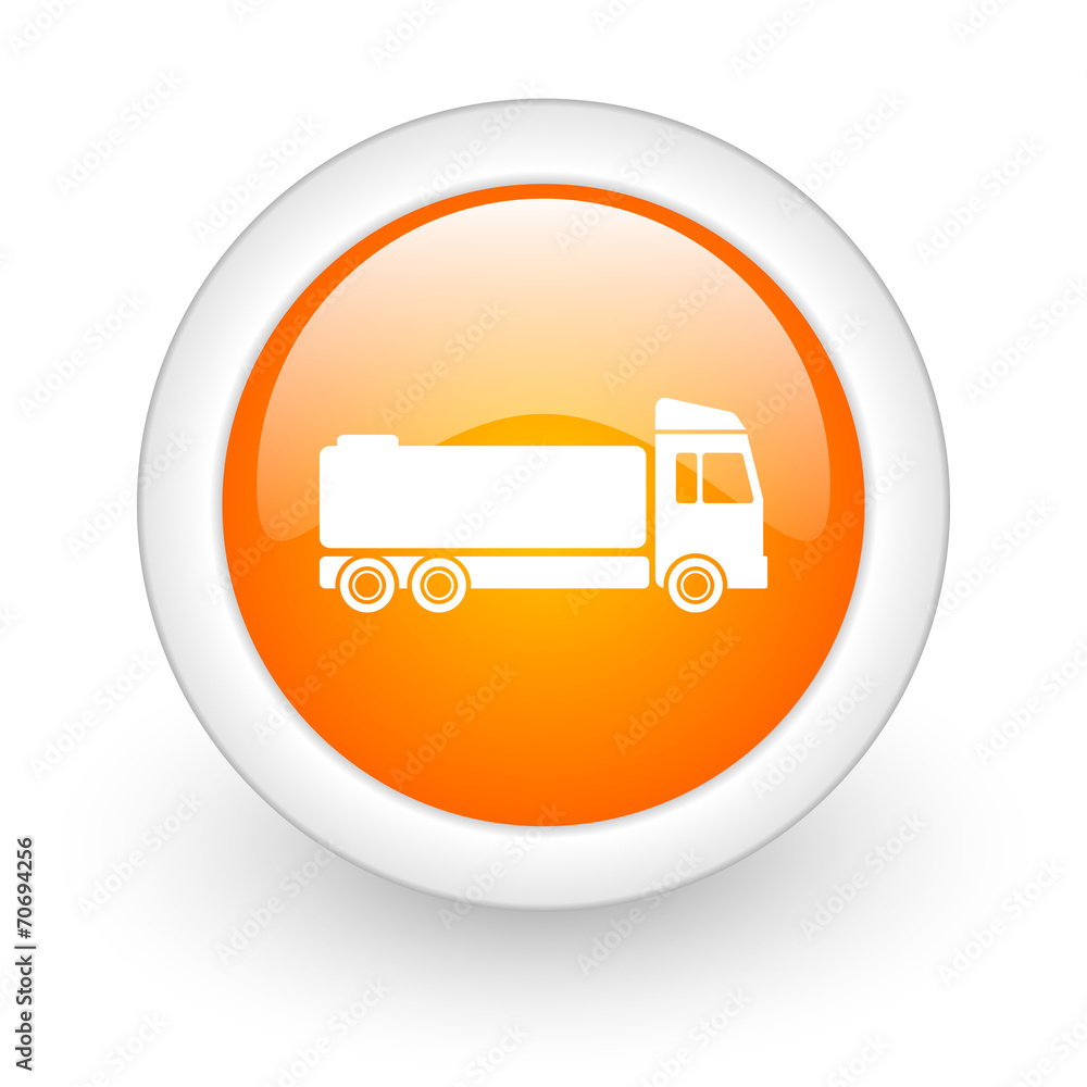 truck orange glossy web icon on white background. truck orange glossy web icon on white background.