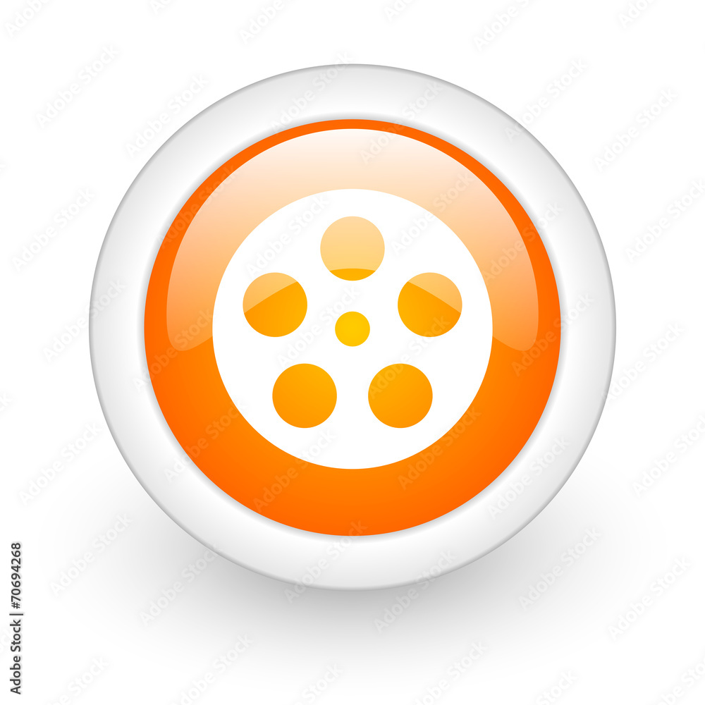 film orange glossy web icon on white background. film orange glossy web icon on white background.