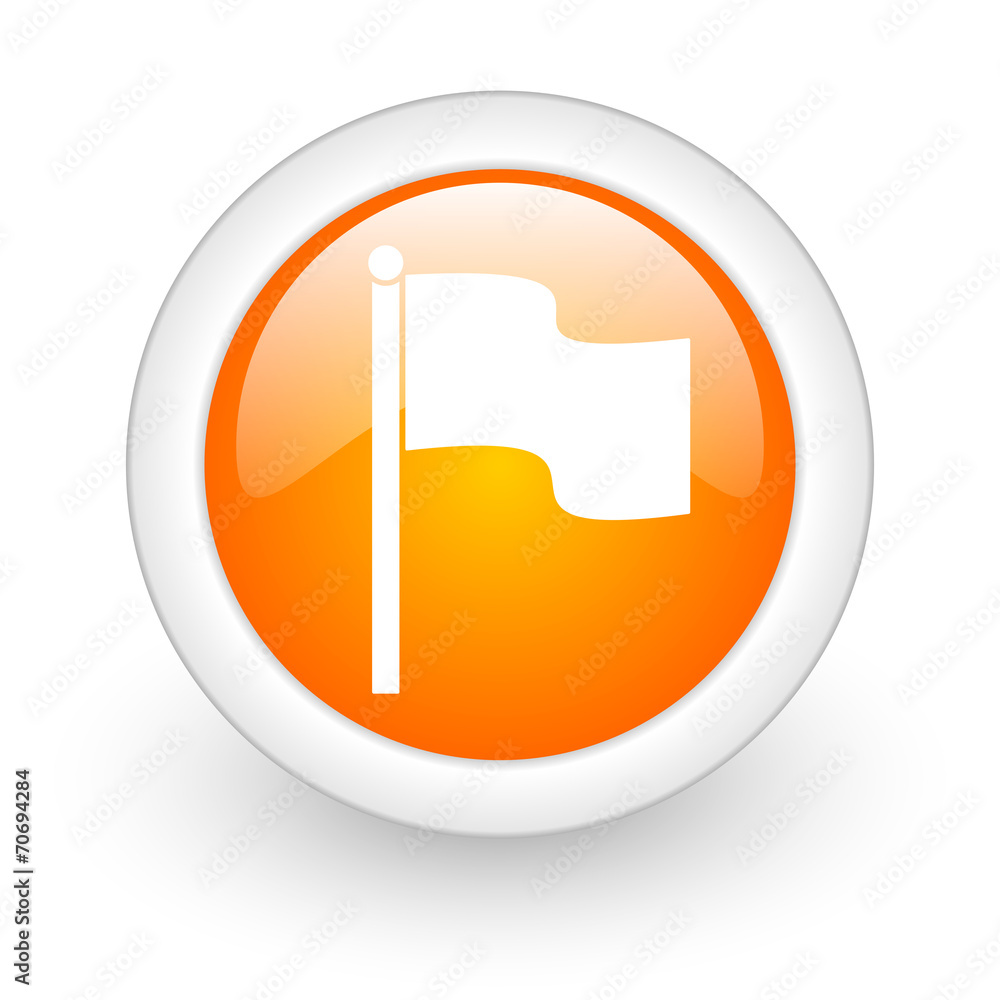 flag orange glossy web icon on white background. flag orange glossy web icon on white background.