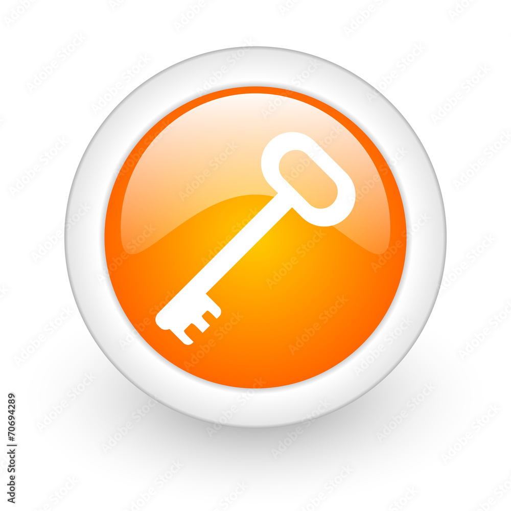 key orange glossy web icon on white background. key orange glossy web icon on white background.