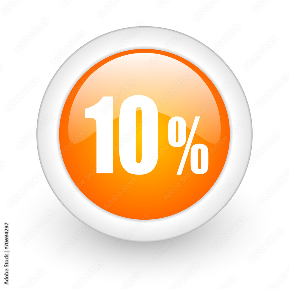 10 percent orange glossy web icon on white background. 10 percent orange glossy web icon on white background.