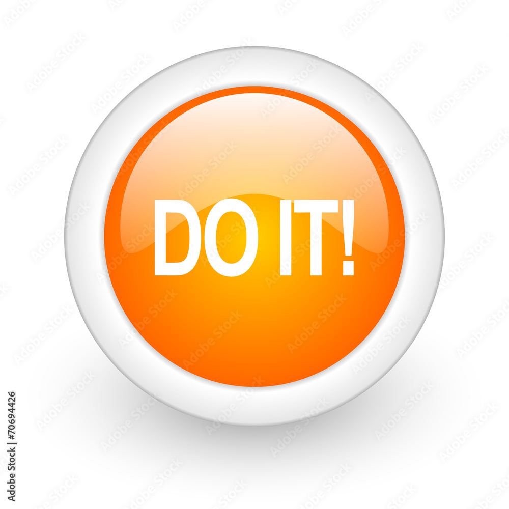 do it orange glossy web icon on white background. do it orange glossy web icon on white background.