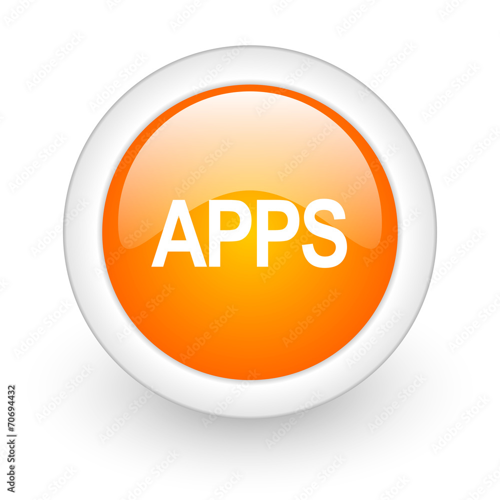 apps orange glossy web icon on white background. apps orange glossy web icon on white background.