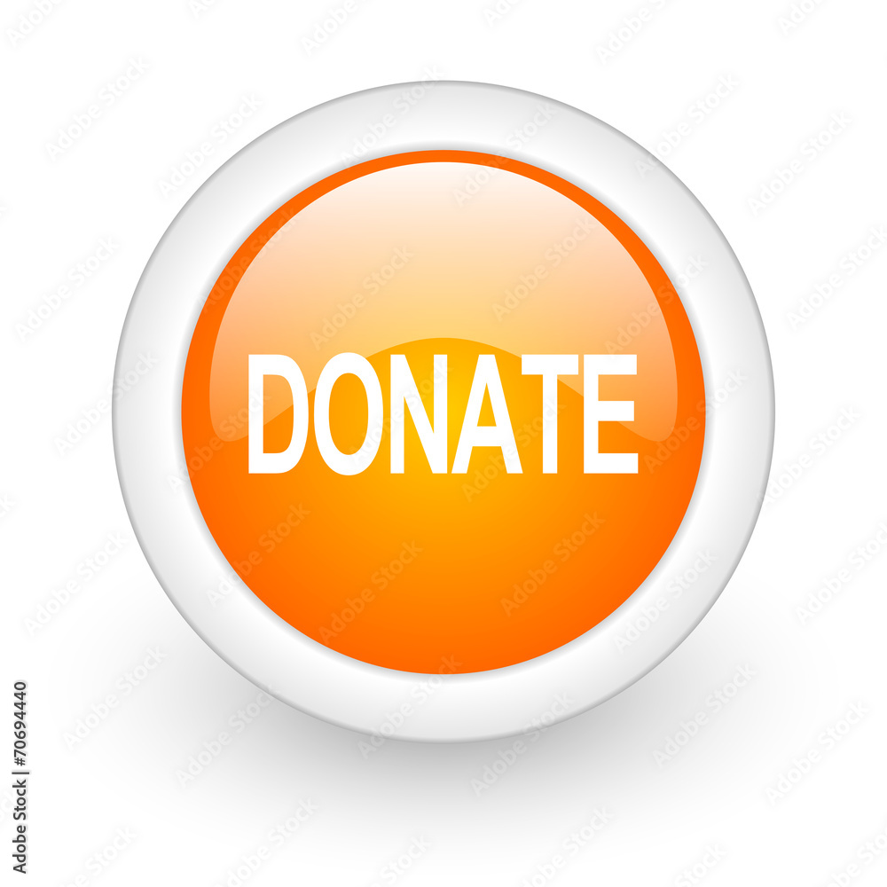 donate orange glossy web icon on white background. donate orange glossy web icon on white background.