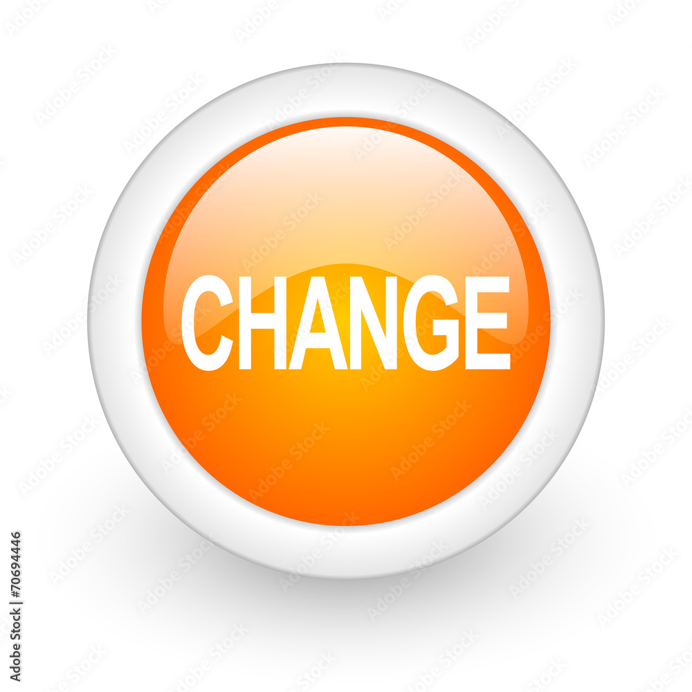 change orange glossy web icon on white background. change orange glossy web icon on white background.