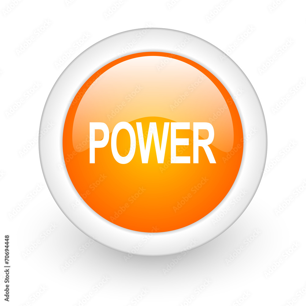 power orange glossy web icon on white background. power orange glossy web icon on white background.
