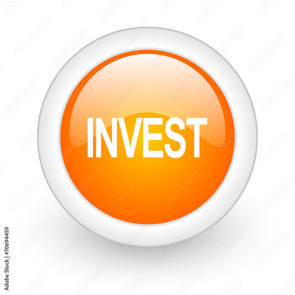 invest orange glossy web icon on white background. invest orange glossy web icon on white background.