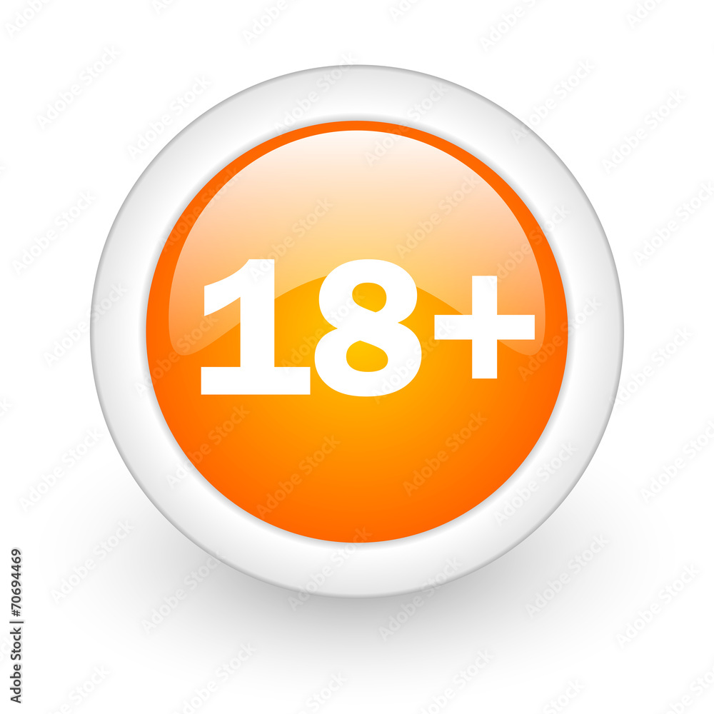 adults orange glossy web icon on white background. adults orange glossy web icon on white background.